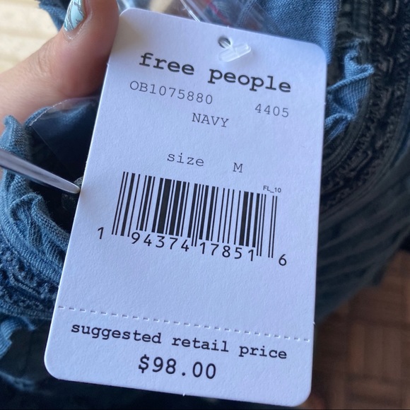 *SOLD* Free People Blue Ruffle Mock Neck Blouse - Picture 4 of 6